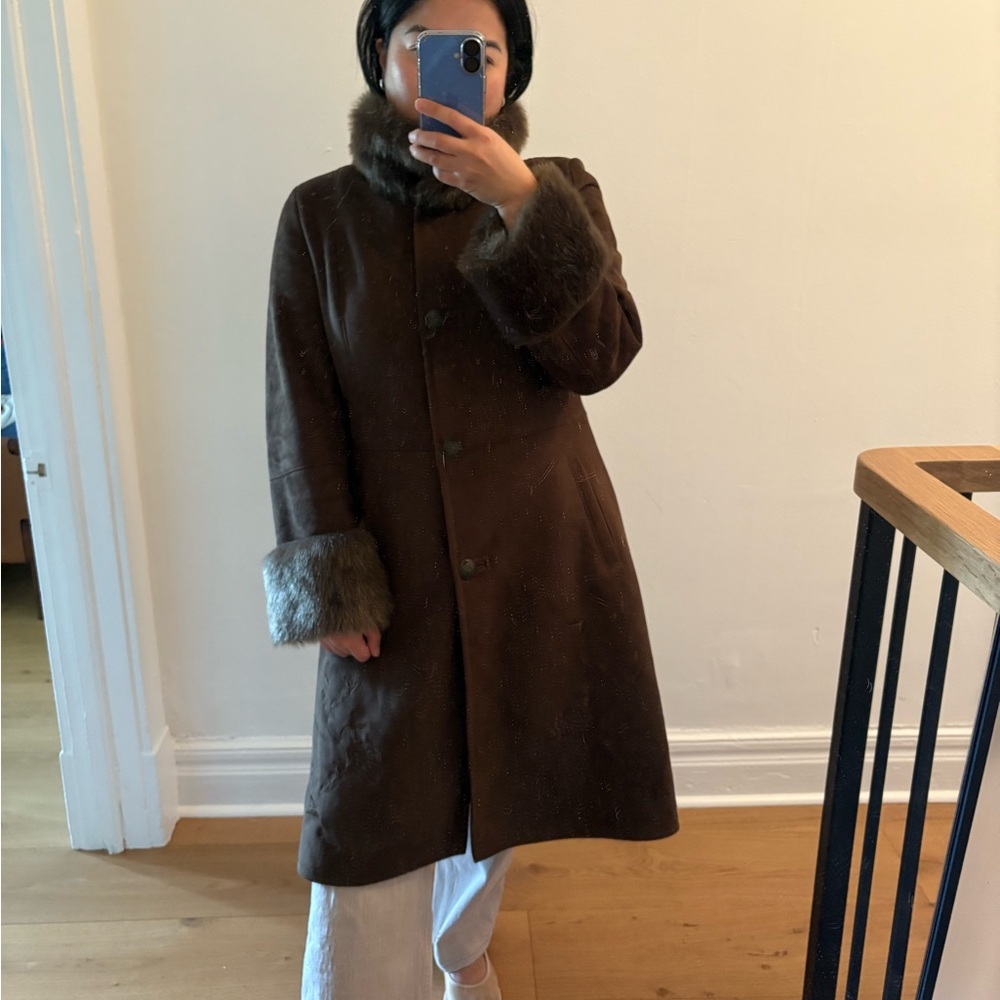 Jessica Brown Jacket with Fur Trim